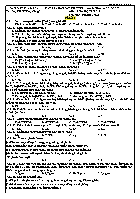 Đề thi thử THPT Quốc gia lần 1 môn Hóa học năm 2017 - Trường THPT Nông Cống 2